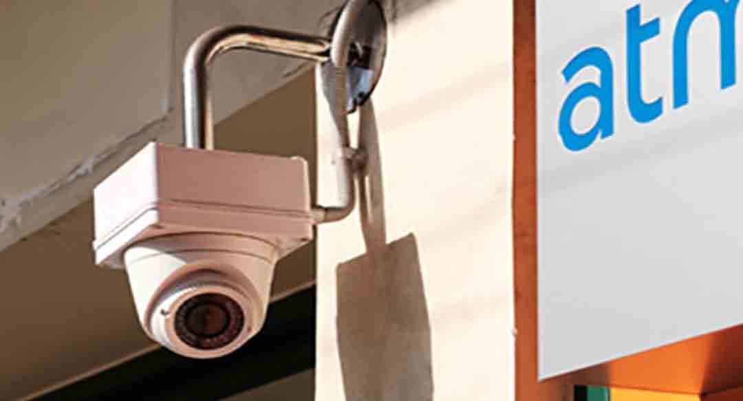 CCTV camera integrated with AI video analytics software near ATM
